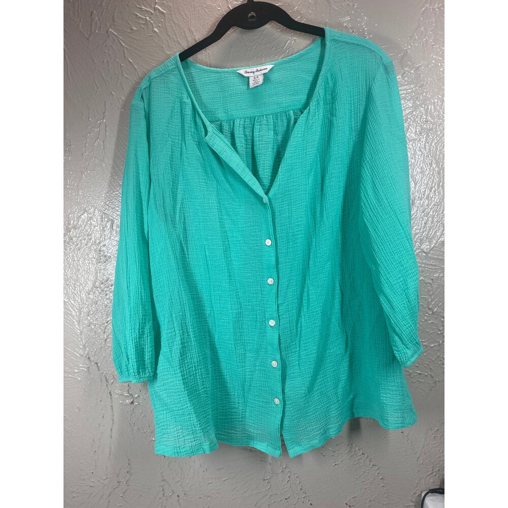 Tommy Bahama Mint Green Top‎ Semi Sheer Lightweight Women’s Size Small